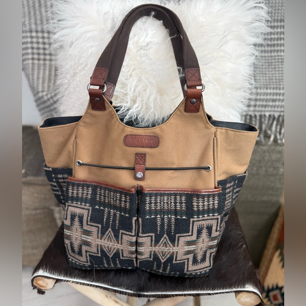Stylish Tan and Black Tote Bag